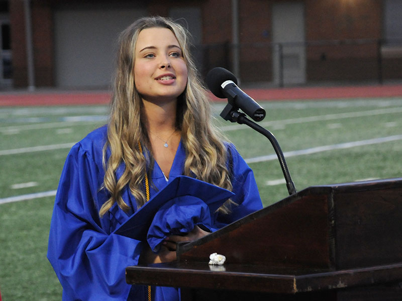 Fannin County High School Class of 2022 graduate Hailee Jo Turner inspired the crowd at graduation ceremonies Friday night with the song, “I’ll Always Remember You.” It was standing room only at the FCHS football stadium as 179 graduates received their diplomas.
