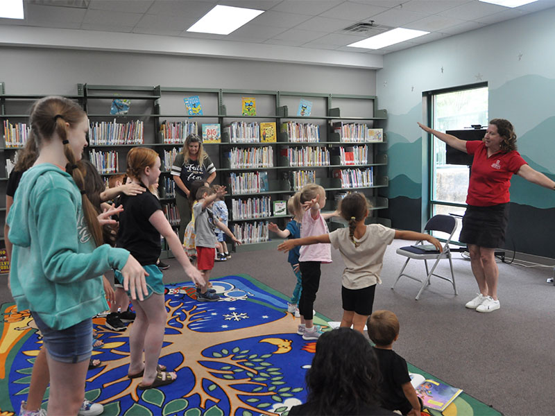 Kids at Fantastic Fireflies did fun firefly stretches with Becky Griffin from the UGA Extension Service.